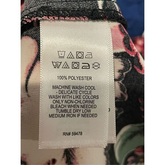 Nicole Miller Floral Crane Dress Black Print Romantic 6 With Pockets Unlined - Picture 9 of 9